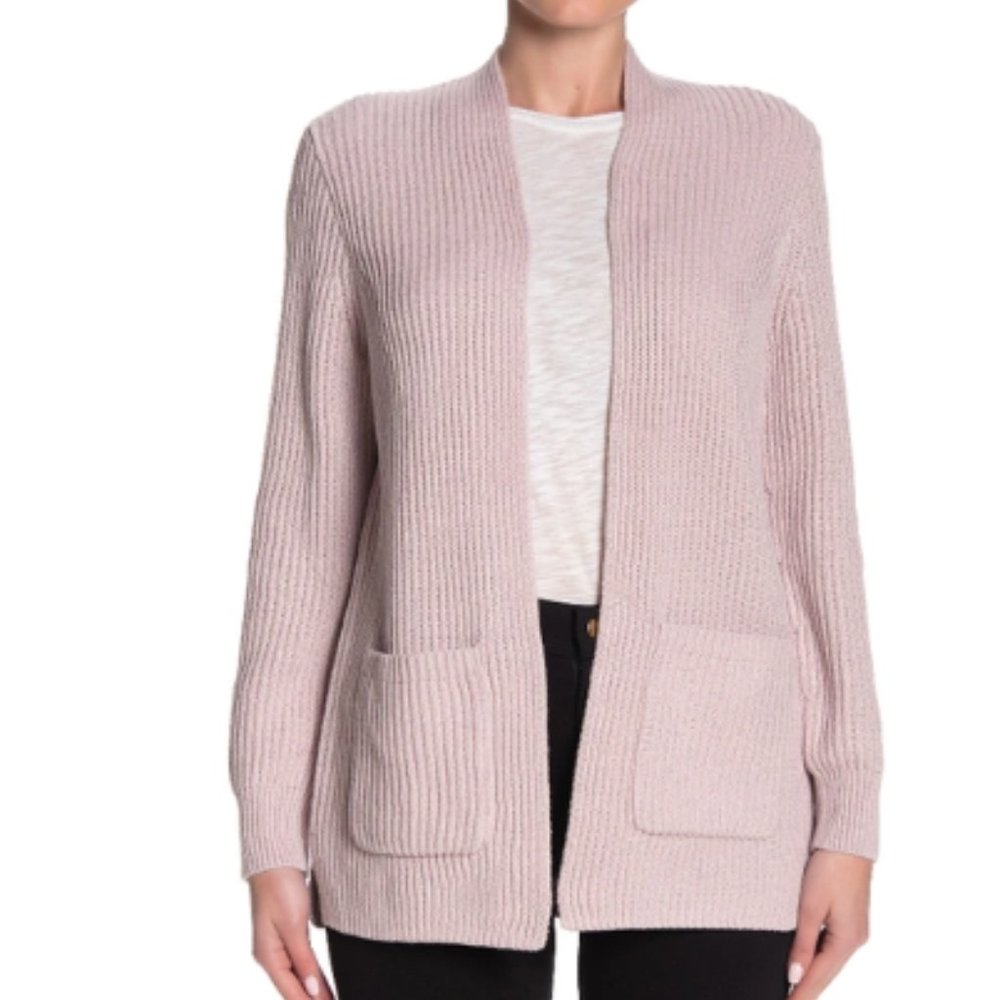 Madewell Women's Nolan Pale Lilac Ribbed Knit Open Front Cardigan - Size L
